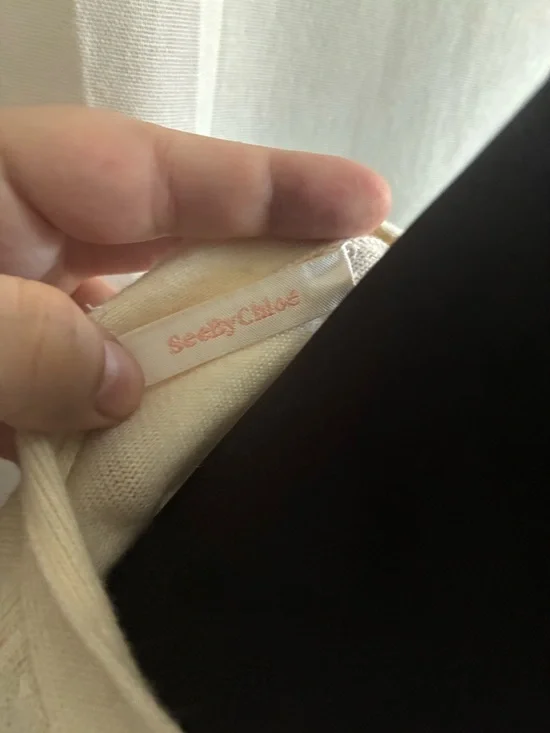 See by Chloé Cashmere Light Cream Button up Bat-Wing Cardigan Size L - Picture 8 of 15